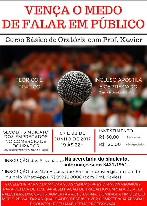 WORKSHOP VENÇA O MEDO DE FALAR EM PÚBLICO.